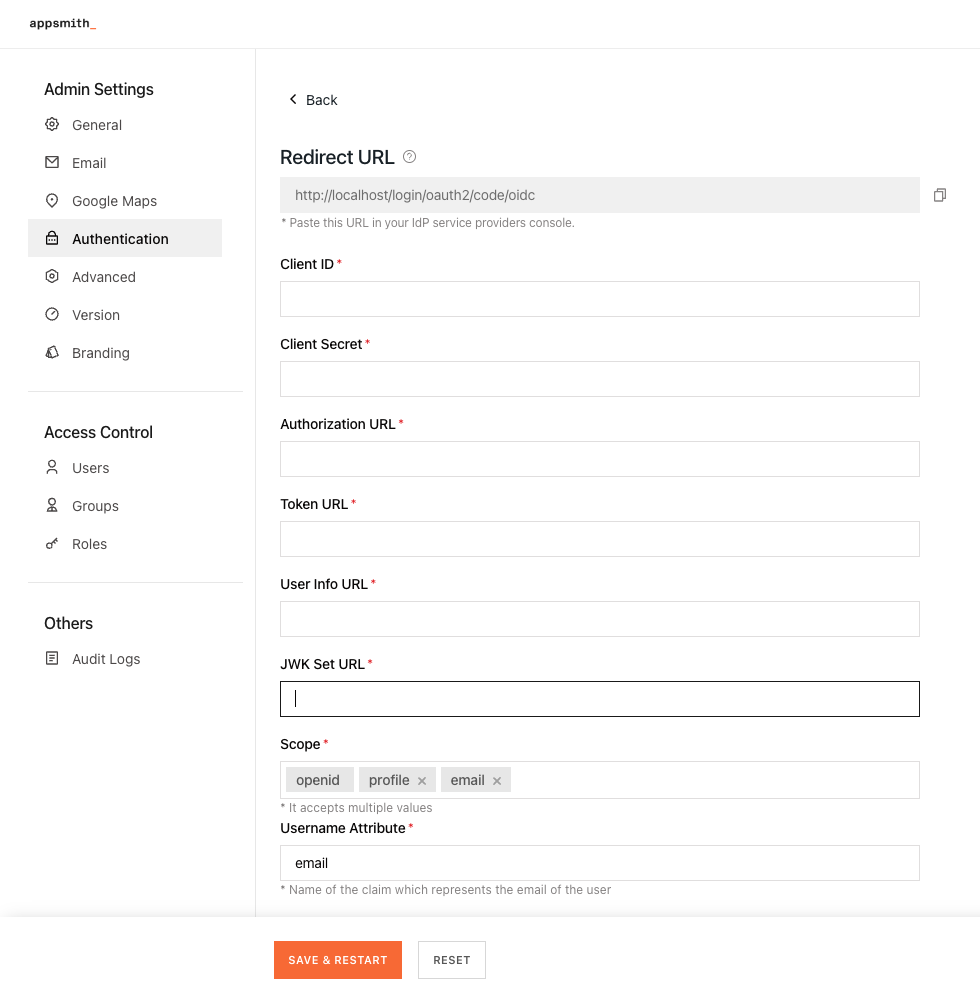 OIDC configurations